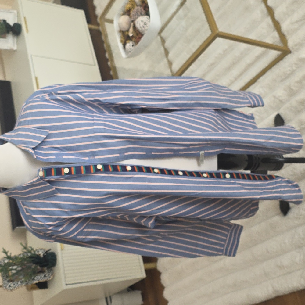 PINK - Thomas Pink - Blue, White, Pink Striped Button Down Shirt - Size XL